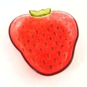 Hand Crafted Strawberry Candy Dish Handpainted Food Safe. Red and Green